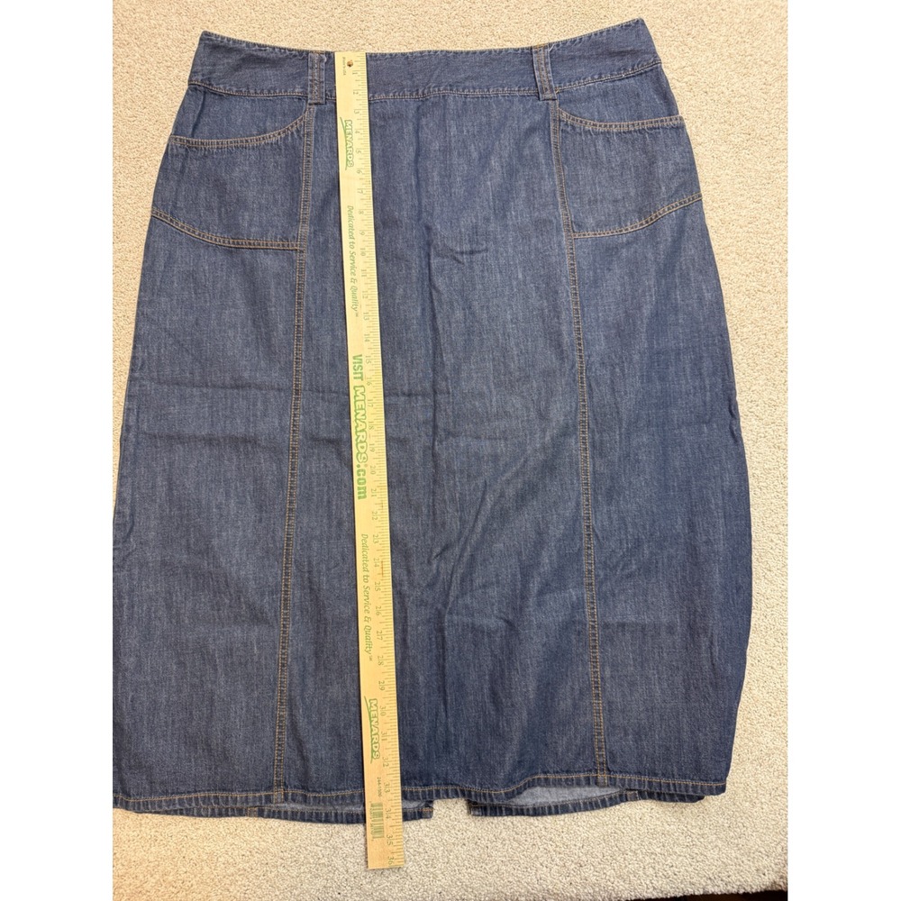 Style & Co Woman Blue Denim Midi Skirt Plus Size 22W Cotton A-Line Pockets Zip